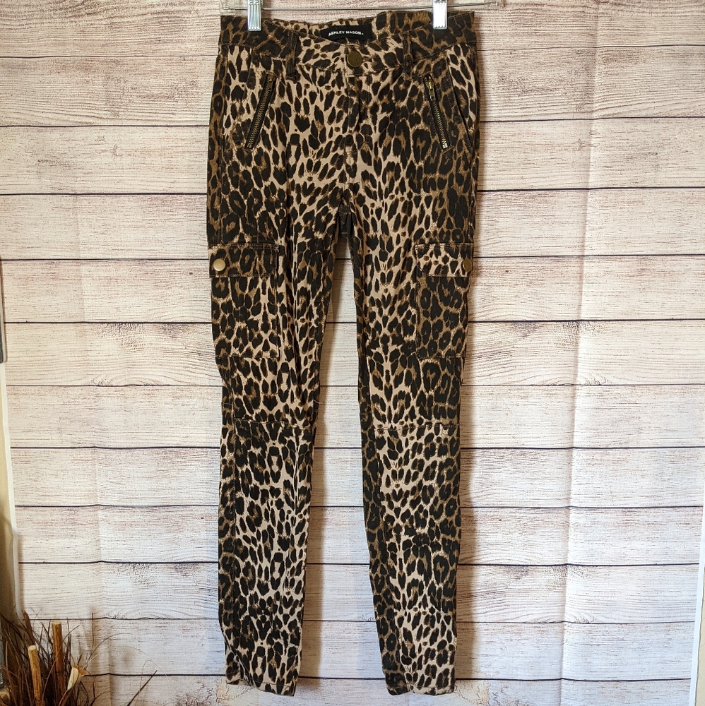 Ashley Mason Skinny Leopard Cargo jean
